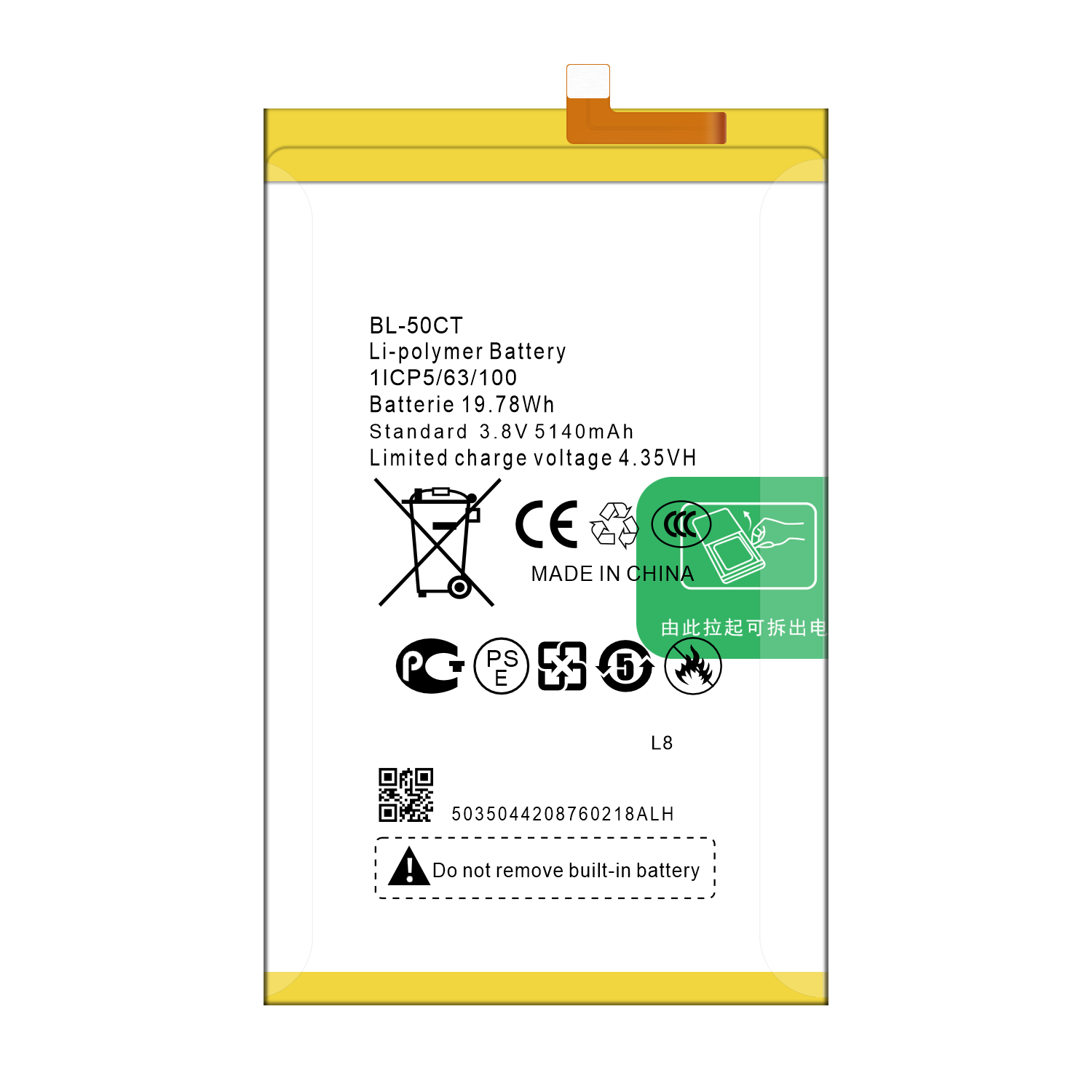 RECHARGABLE BL-50CT 5050mAh L8 plus Mobile phone Battery for Tecno L8 battery