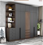 1.8M Bedroom Wardrobe Closets Wood Closet With Mirror Oak Color