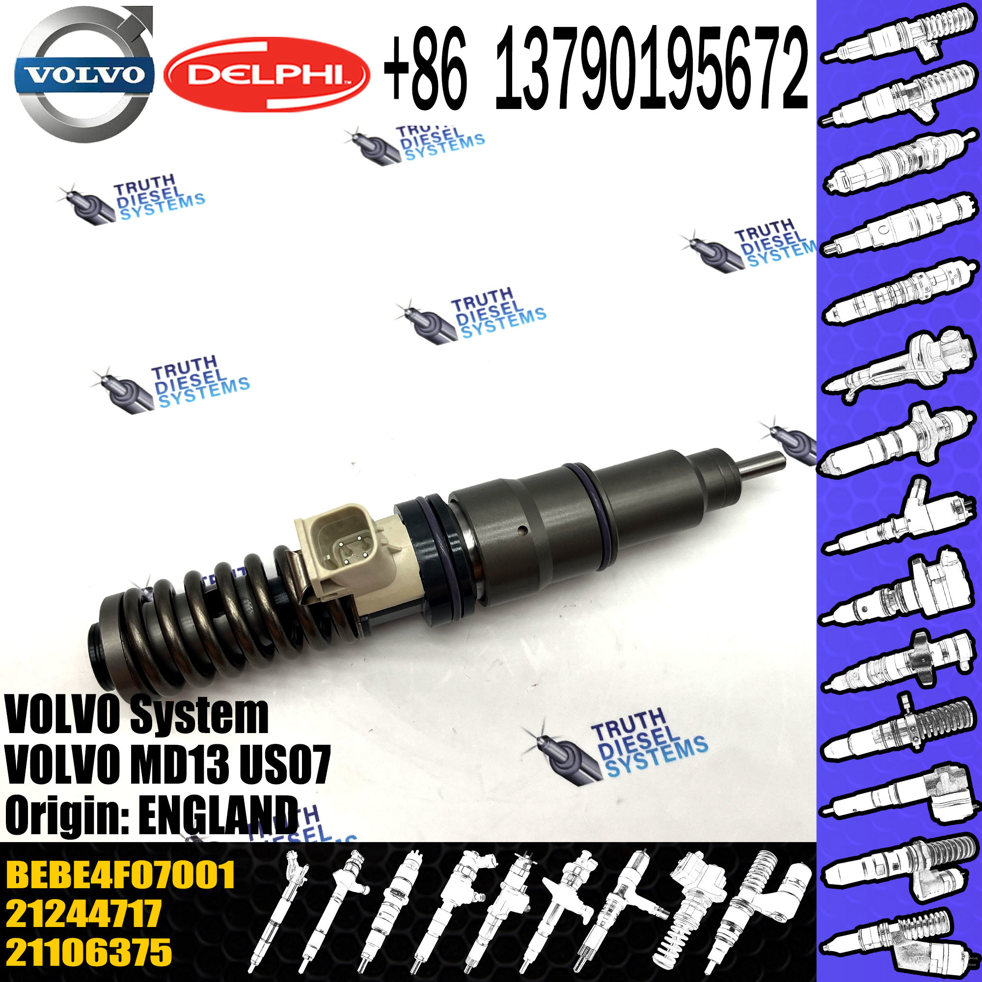 New Diesel Fuel Injector 21244717 BEBE4F07001 for VOL D13 21244717 21458369 22499124 22717954