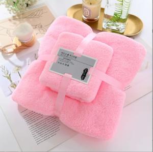 China Everyone Age Group Customized Logo Coral Fleece Towel Set 2 Piece Microfiber Towel factory