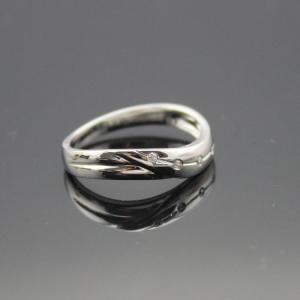 China White Gold Plated Sterling Silver Wedding Ring with White Cubic Zircon(F75) factory