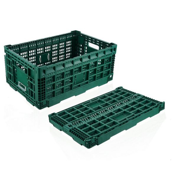 China 600*400mm Fruit And Vegetable Plastic Crates Dovetail Groove Custom Color factory