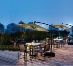 Sunbrella Outdoor Cantilever Patio Umbrella With Lights Side Stand Garden Round