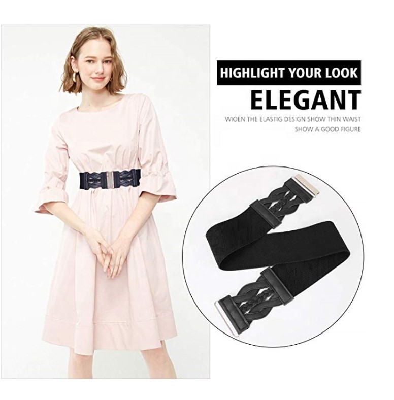 Vintage Invisible Elastic Waist Belts 1.5in Buckle Free Belt