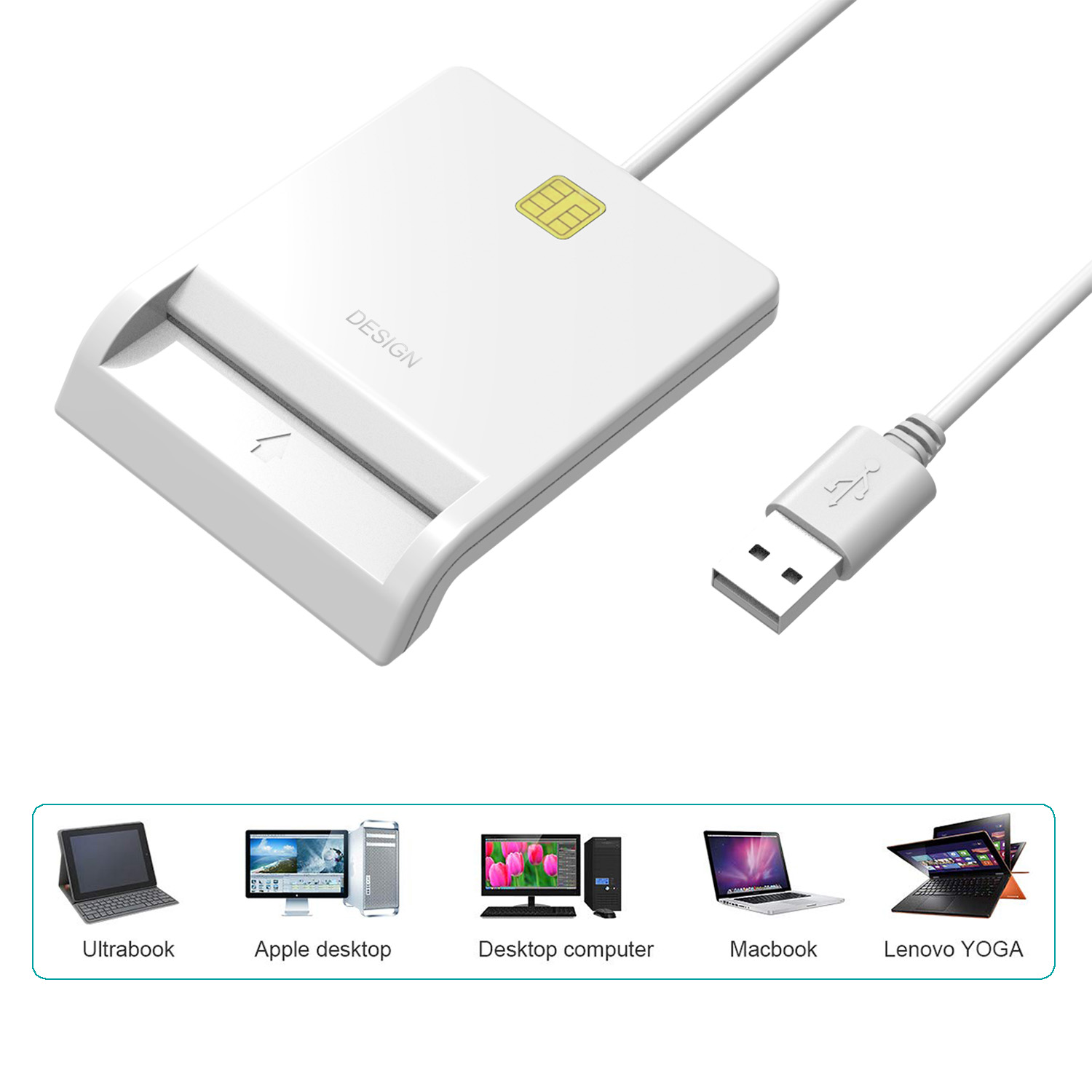 2025 New Launched Products White Id Usb Universal Smart Card Reader