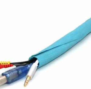 China SGS Blue PET Self Wrapping Split Braided Sleeving Abrasion Resistant factory