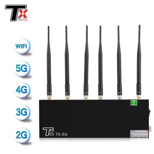 China Desktop 6 Channel Mobile Phone Signal Jammer 100-200 Sqm Rang 40w Durable Housing factory