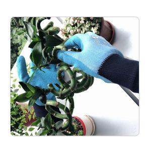 China 15 Gauge Blue Elastic Polyester Liner Landscaping Latex Gloves factory