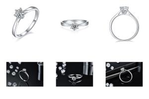 China Minimalist Wedding Jewelry 9K Silver Ring Round Cut White Moissanite CZ factory