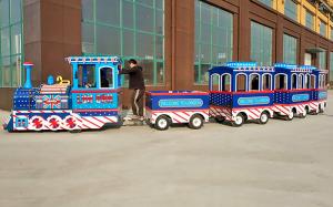 China 3kw Electric Trackless Train , Mini Express Trackless Train British Style factory