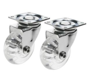 China Transparent PU Furniture Castors Wheels Swivel Plate For Office Chair factory