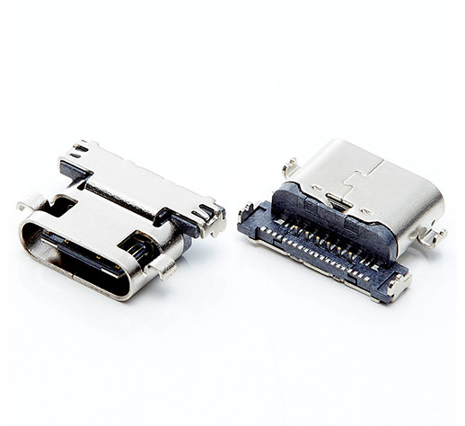 24 Pin USB Type C Connector Receptacle (Offset)， HULYN