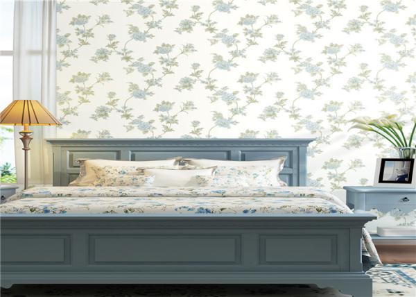 Flower Pattern Country Style Wallpaper Interior Decorating For Wall , SGS CE