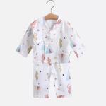 Jacquard Muslin Baby Pajamas Sleepwear Long Sleeves 100 Cotton MBP 003