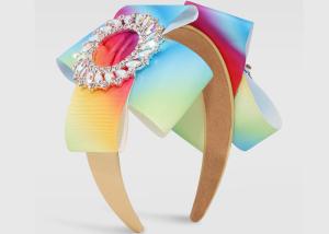 China Creative gradient color rainbow hair hoop headbands lady girls fashion exaggerated insert drill Yiwu accessories factory