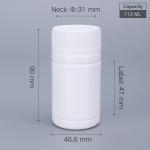 112ml Small Round HDPE Plastic Bottle Container With Children Safety Cap White