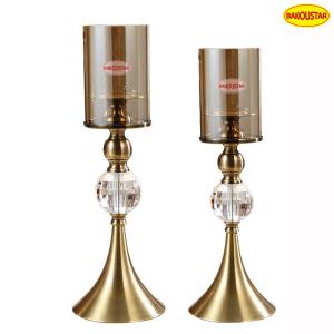 China Eco Friendly Nordic Style Glass Candlestick With Metal Column factory