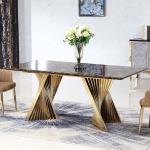 Premium Hotel Restaurant Furniture Modern Art Natural Marble Metal Base Dining