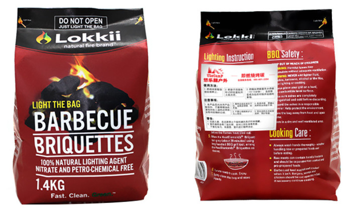 Outdoor barbecue speed burning charcoal; family camping new 1KG flammable charcoal; paper bag barbecue carbon；