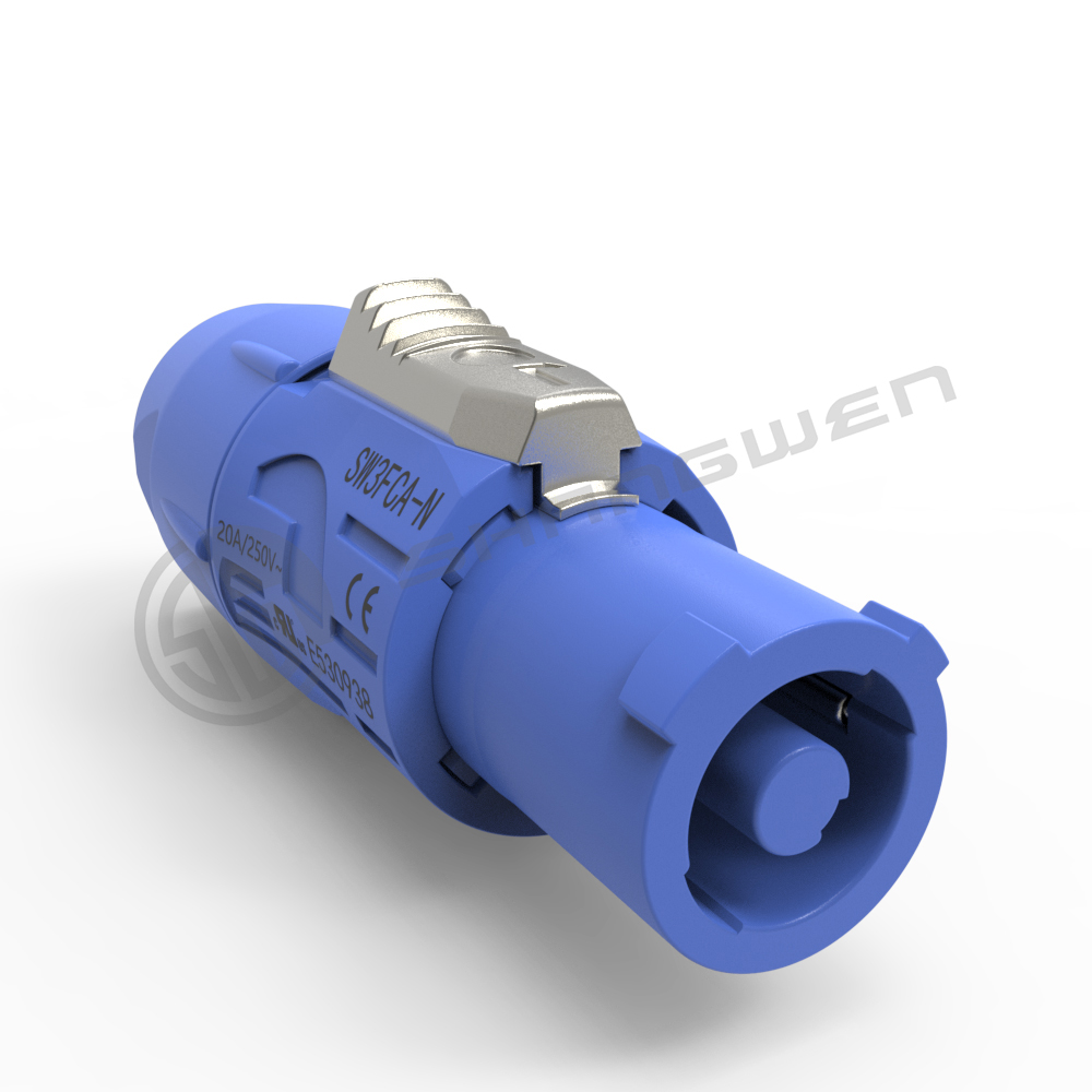 3 Core Input Port Ip44 Indoor Powercon Male Plug Power Connector