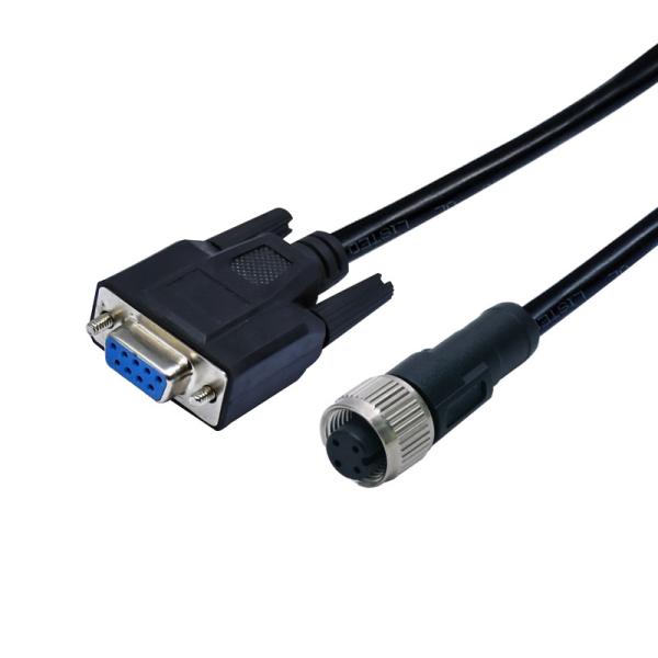 M12 Female 4pins A Code Molding Connector To D-Sub Female 9 Pins Waterproof
