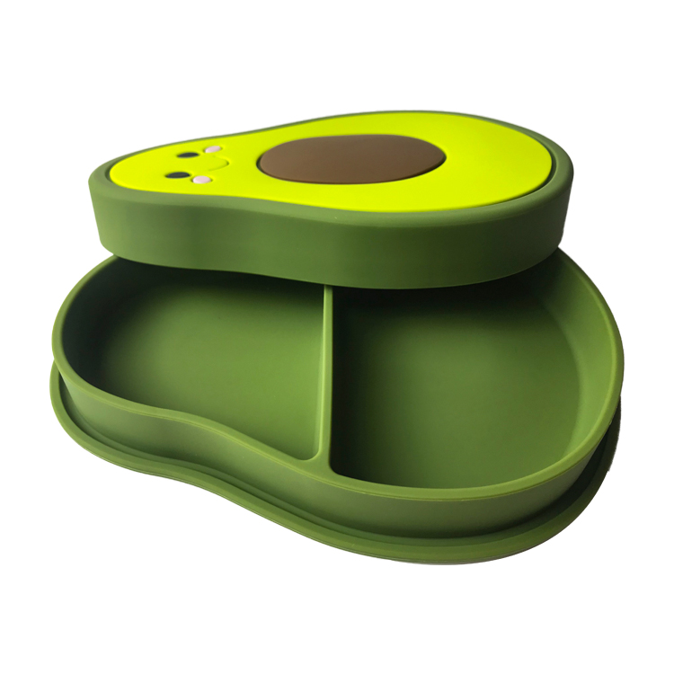 Avocado Shape Baby Training Feeding Silicone Plate Customized Bpa Free