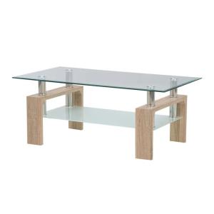 China Nordic Modern Rectangular Large Glass Top Coffee Table Streamlined Design OEM factory