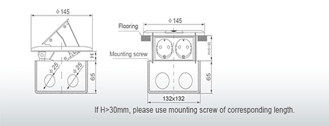 Conference Room Pop Up Power Socket With RJ45 Zinc Copper Alloy Bracket