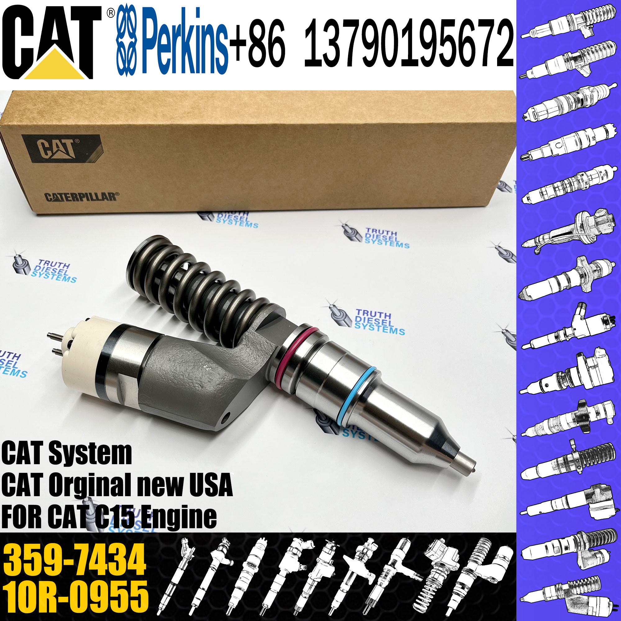 Common Rail Diesel Fuel Injector 359-7434 3597434 20R1304 10R-0959 1OR-1000 10R-3263 355-6110