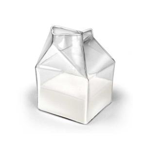 China High borosilicate Breakfast Milk Glass Bottle 250ml Clear Square Shape factory