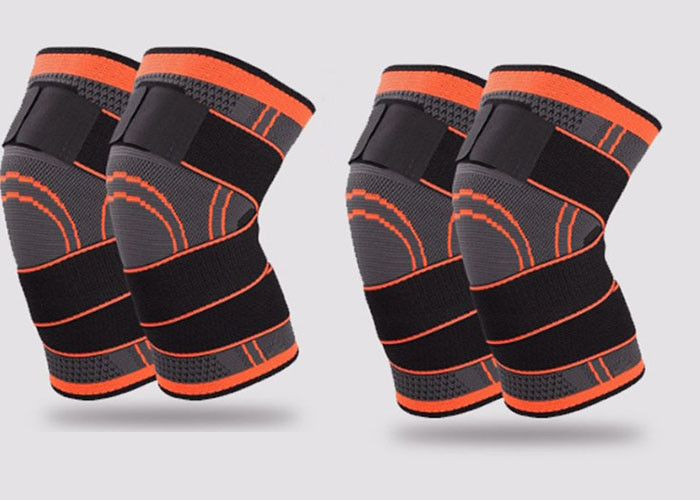 Best quality blue white knitted knee Support /Strap /Brace/ Pad /protector knee pad Made in China