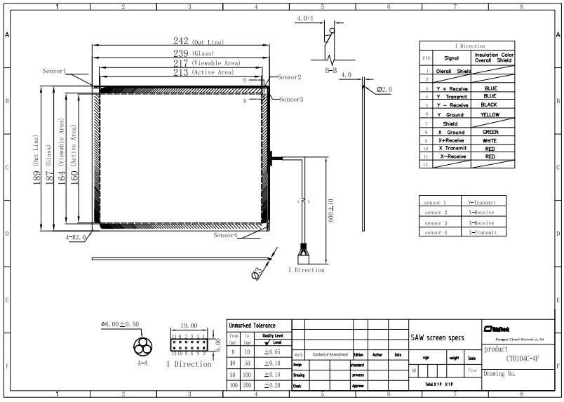 10.4inch Surface Acoustic Wave Touch Screen 5V For POS Machine
