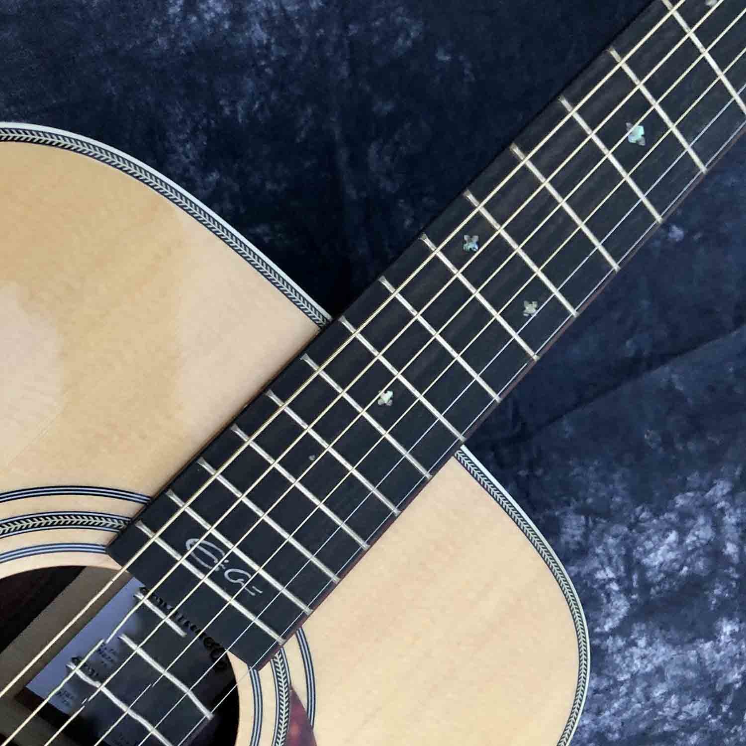 Custom Solid Sikta Spruce Top Rosewood Back Side OM Abalone Acoustic Guitar Herringbone Binding