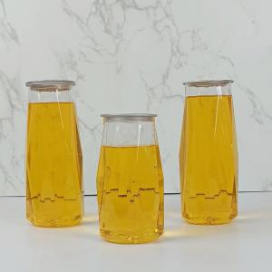 China 380ml Plastic Diamond-Shaped PET Juice Storage Bottle with Easy Pull Cover factory