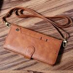 Wallet Stand Function Flip Pu Leather Phone Cases With Strap