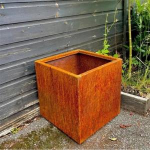 China Customized Garden Rusty Modular Planters Box Corten Steel Flower Pot factory