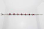 Sterling Silver Link 5x7mm Created Ruby Cubic Zircon Tennis Bracelet (H08RED)