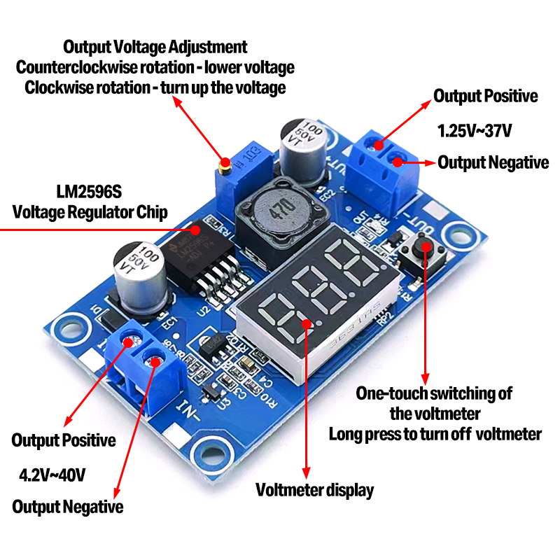 DC-DC Step Down Power Module LM2596S 4.0-40 to 1.3-37V for Industrial Applications