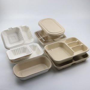 China Sustainable Sugarcane Bagasse Recyclable Food Containers Customizable Oven Safe on sale
