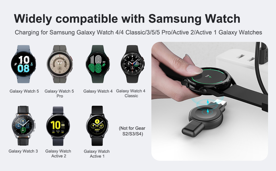 Compact Design Wireless Samsung Apple Watch Charger With USB-A & USB-C Dual-plug