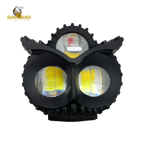 Plastic Devil Eyes Owl Shape 80V White Yellow Dual Color Motorcycle Headlight