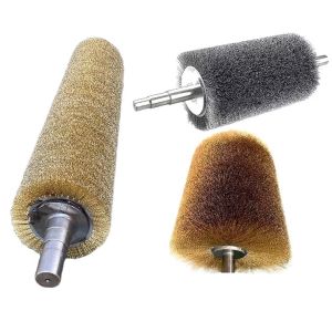 China Rust Removal Cylindrical Brass Steel Wire Brush Roller For Polishing on sale
