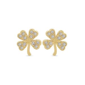 18K Gold Plated 925 Sterling Silver Clover Stud Earring