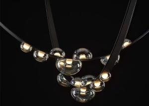 China Restaurant Leather Lighting Modern Clearly Glass Shade large Chandelier For Bar factory