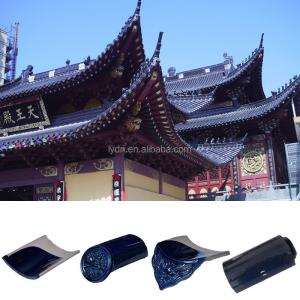 China Construction Material Chinese Glazed Roof Tiles Blue Kaolin Clay Villa factory