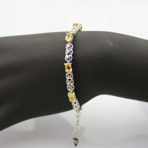 China 925 Silver Created Yellow Cubic Zirconia Tennis Bracelet (SB1001) factory
