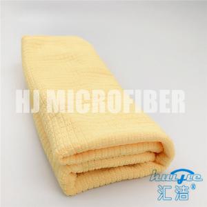 China Knitted Microfiber Cleaning Cloth 30*40cm yellow piped household cleaning towel factory