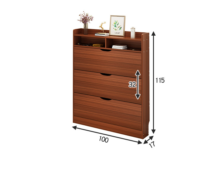 Wooden 115cm Height 3 Tier Shoe Sideboard Cabinet For Livingroom