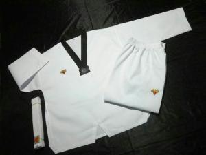 China 110-180cm High Quality Cotton Striped Taekwondo Clothes Uniform factory