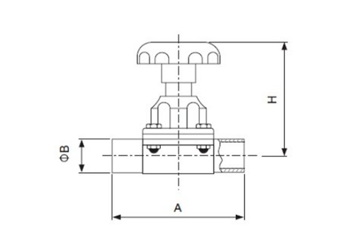 Dimension of Sanitary Welded Diaphragm Valve – SMS Series